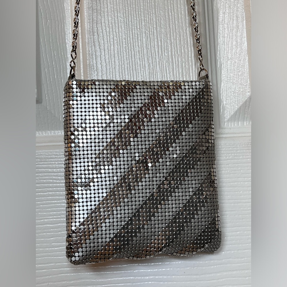 Vtg Marlo Small ART DECO Silver METAL MESH Evening Bag Chain Strap evening Purse